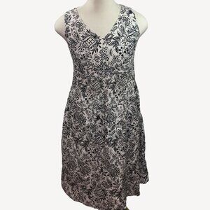 Charter Club Womens Sleeveless A-Line Dress White Black Paisley Floral Size 12
